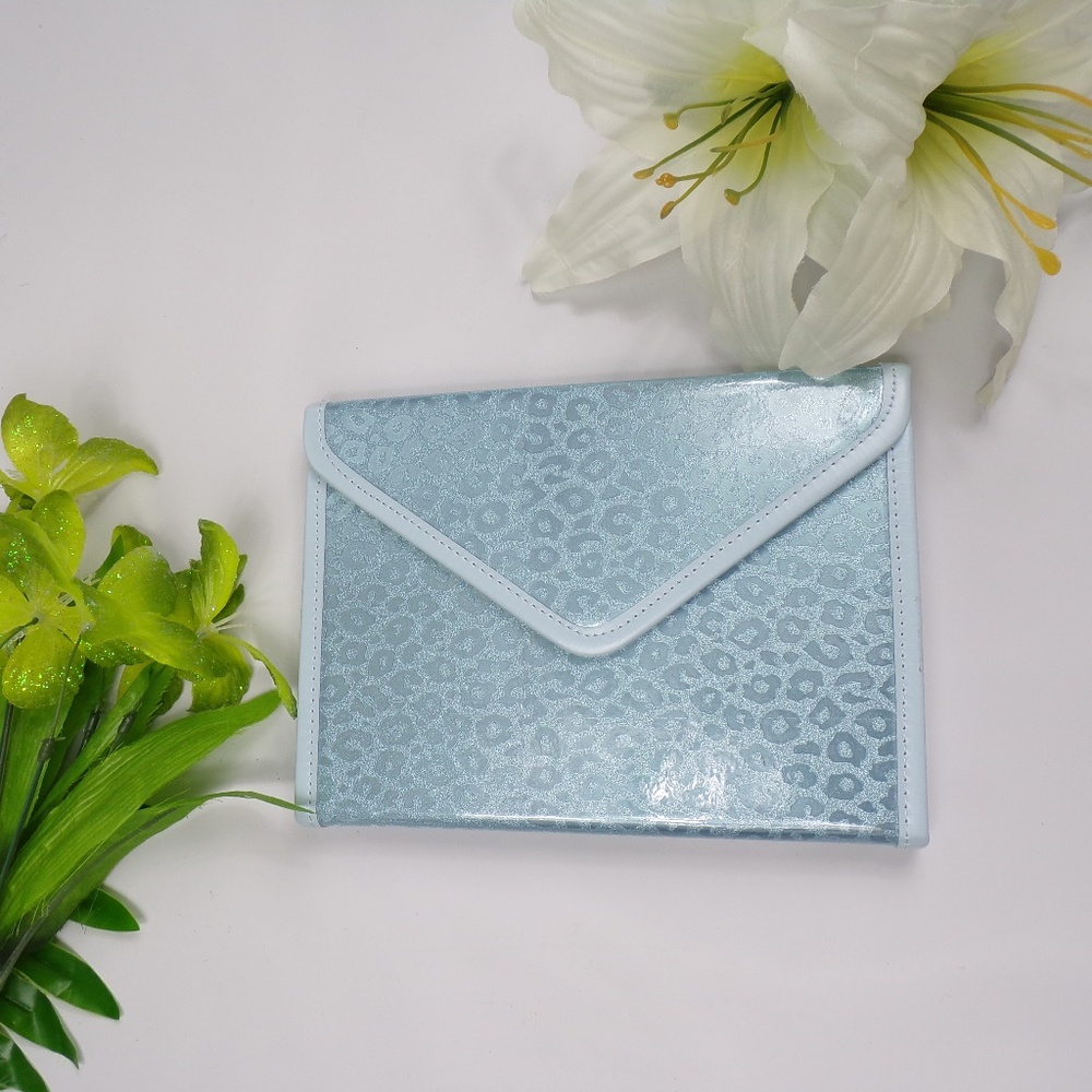 Bebe Blue Vinyl Cheetah Printed Journal